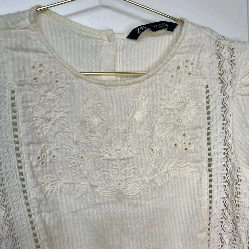 Zara Crotchet Lace Crop Blouse